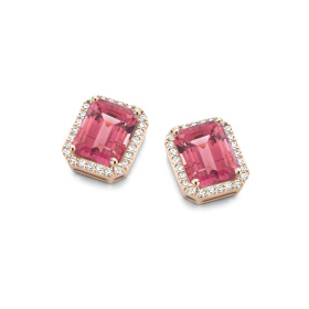 Boucles d'oreilles One More  Etna tourmaline rose et Diamants Or Rose