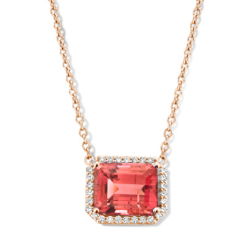 Collier One More  Etna tourmaline rose et Diamants Or Rose