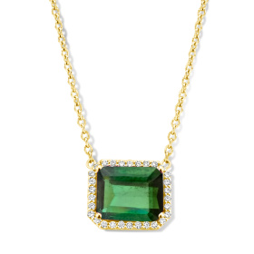 Collier One More  Etna tourmaline verte et Diamants Or Jaune