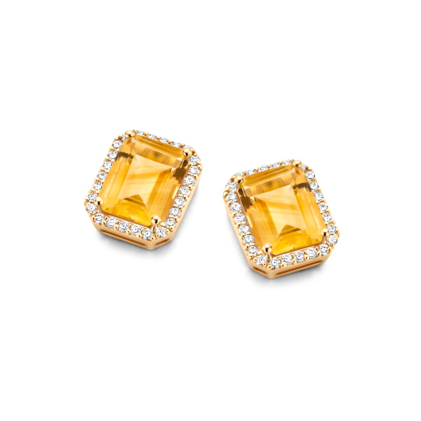 Boucles d'oreilles One More  Etna citrine et Diamants Or Jaune