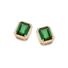 Boucles d'oreilles One More  Etna tourmaline verte et Diamants Or Jaune