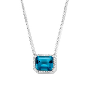 Collier One More  Etna topaze London Blue et Diamants Or Blanc