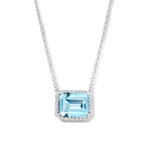 Collier One More  Etna topaze Sky Blue et Diamants Or Blanc