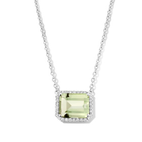Collier One More  Etna prasiolite et Diamants Or Blanc