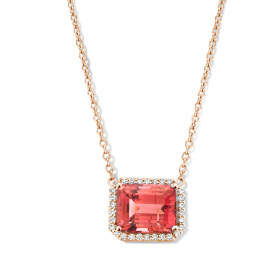 Collier One More  Etna tourmaline rose et Diamants Or Rose