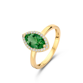 Bague One More  Etna tourmaline verte et Diamants Or Jaune