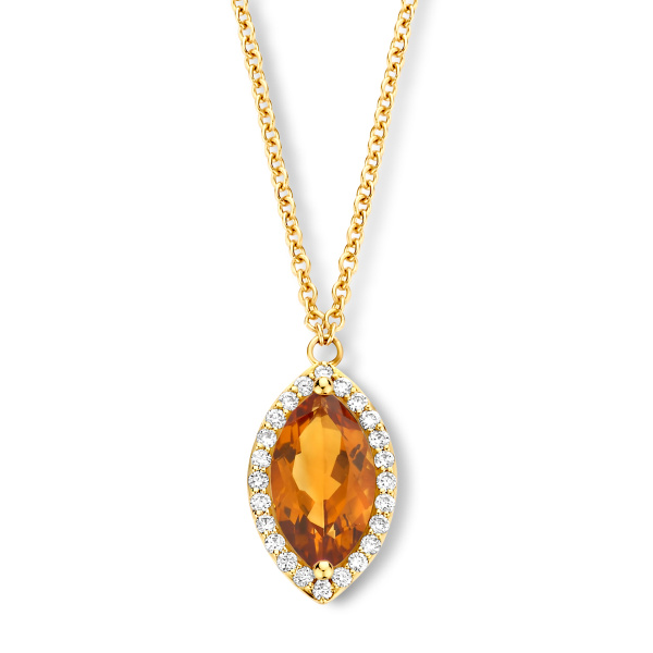 Collier One More  Etna citrine orange et Diamants Or Jaune