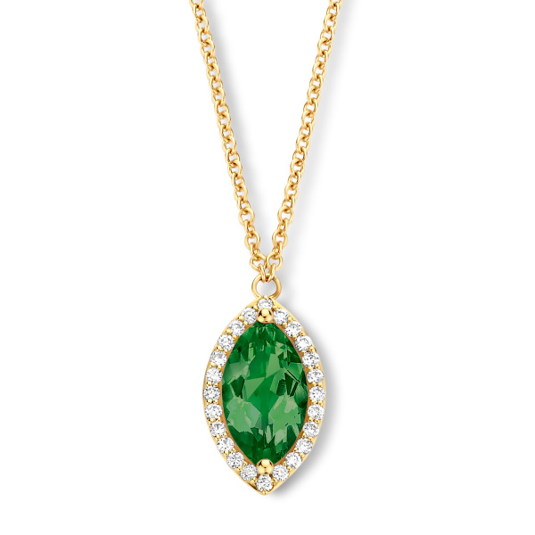 Collier One More  Etna tourmaline verte et Diamants Or Jaune
