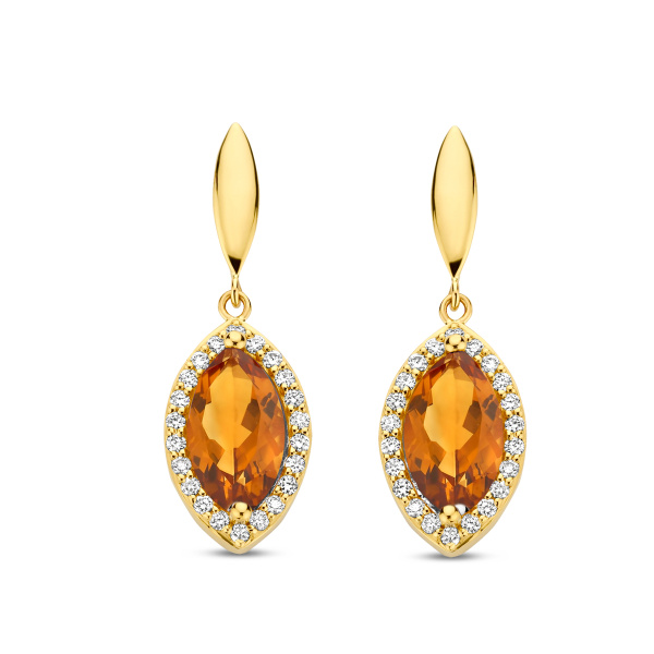 Boucles d'oreilles One More  Etna citrine orange et Diamants Or Jaune