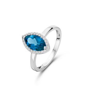 Bague One More  Etna topaze London Blue et Diamants Or Blanc