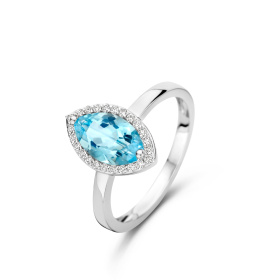 Bague One More  Etna topaze Sky Blue et Diamants Or Blanc