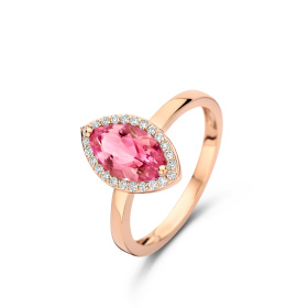 Bague One More  Etna tourmaline rose et Diamants Or Rose