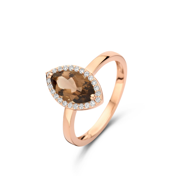 Bague One More  Etna quartz fumé et Diamants Or Rose