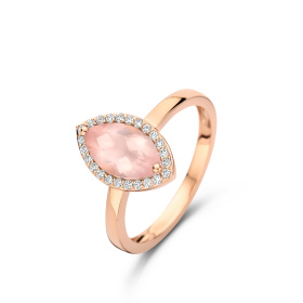 Bague One More  Etna quartz rose et Diamants Or Rose