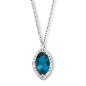 Collier One More  Etna topaze London Blue et Diamants Or Blanc
