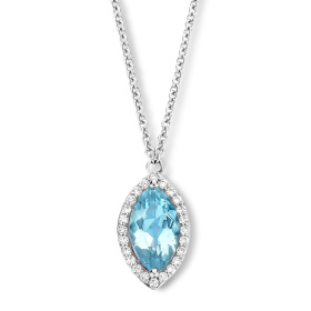 Collier One More  Etna topaze Sky Blue et Diamants Or Blanc
