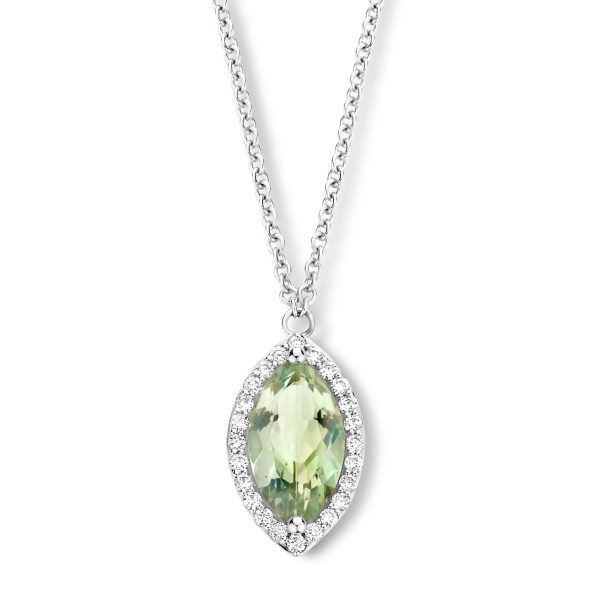 Collier One More  Etna prasiolite et Diamants Or Blanc