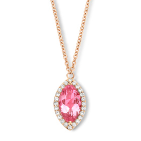 Collier One More  Etna tourmaline rose et Diamants Or Rose
