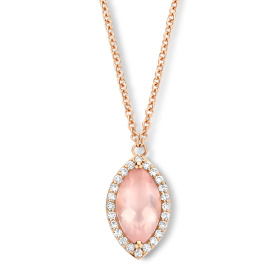 Collier One More  Etna quartz rose et Diamants Or Rose