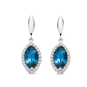 Boucles d'oreilles One More  Etna topaze London Blue et Diamants Or Blanc