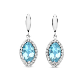 Boucles d'oreilles One More  Etna topaze Sky Blue et Diamants Or Blanc
