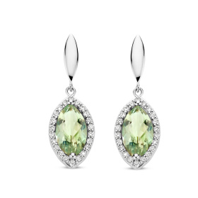 Boucles d'oreilles One More  Etna prasiolite et Diamants Or Blanc