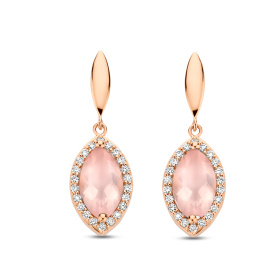 Boucles d'oreilles One More  Etna quartz rose et Diamants Or Rose