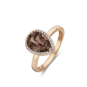 Bague One More  Etna quartz fumé et Diamants Or Rose