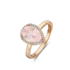 Bague One More  Etna quartz rose et Diamants Or Rose