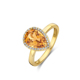 Bague One More  Etna citrine orange et Diamants Or Jaune