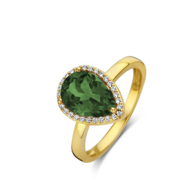 Bague One More  Etna tourmaline verte et Diamants Or Jaune