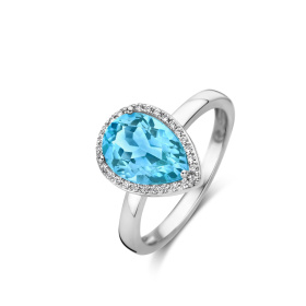 Bague One More  Etna topaze Swiss Blue et Diamants Or Blanc