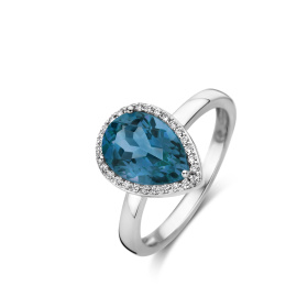 Bague One More  Etna topaze London Blue et Diamants Or Blanc