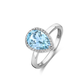 Bague One More  Etna topaze Sky Blue et Diamants Or Blanc