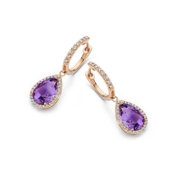 Boucles d'oreilles One More  Etna améthyste et Diamants Or Rose