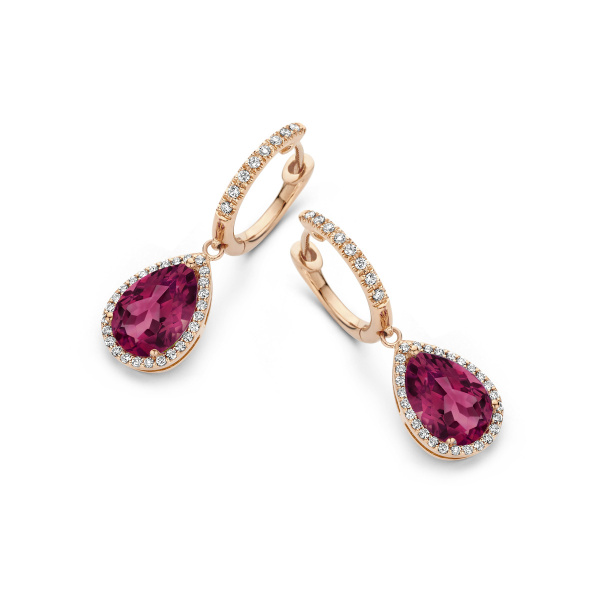 Boucles d'oreilles One More  Etna tourmaline rose et Diamants Or Rose