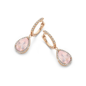 Boucles d'oreilles One More  Etna quartz rose et Diamants Or Rose