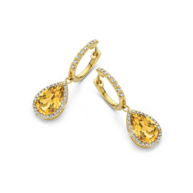 Boucles d'oreilles One More  Etna citrine et Diamants Or Jaune