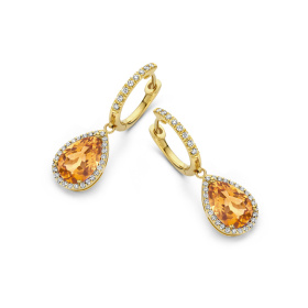Boucles d'oreilles One More  Etna citrine orange et Diamants Or Jaune