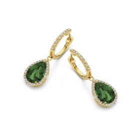 Boucles d'oreilles One More  Etna tourmaline verte et Diamants Or Jaune