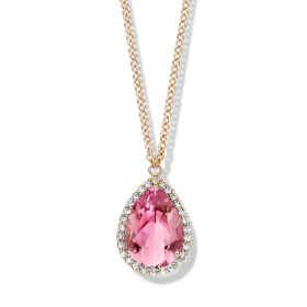 Collier One More  Etna tourmaline rose et Diamants Or Rose