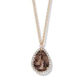 Collier One More  Etna quartz fumé et Diamants Or Rose