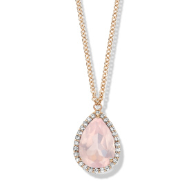 Collier One More  Etna quartz rose et Diamants Or Rose