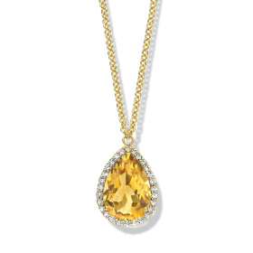 Collier One More  Etna citrine et Diamants Or Jaune