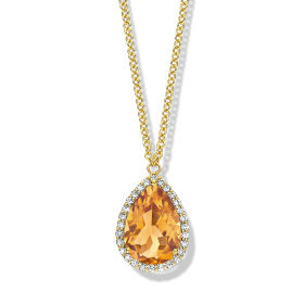 Collier One More  Etna citrine et Diamants Or Jaune