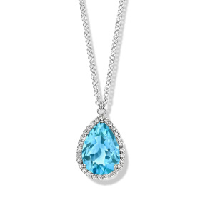 Collier One More  Etna topaze Swiss Blue et Diamants Or Blanc