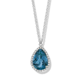 Collier One More  Etna topaze London Blue et Diamants Or Blanc