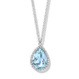 Collier One More  Etna topaze Sky Blue et Diamants Or Blanc