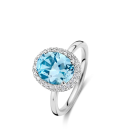 Bague One More  Etna topaze Sky Blue et Diamants Or Blanc