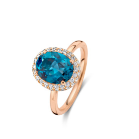 Bague One More  Etna topaze London Blue et Diamants Or Rose